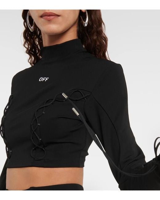 Off-White c/o Virgil Abloh Black Cropped Slim-Fit Top With Lace-Up Detailing