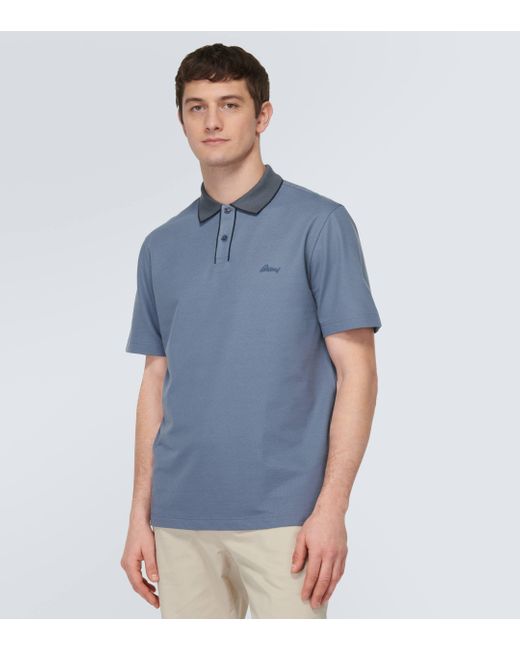Brioni Blue Cotton Pique Polo Shirt for men