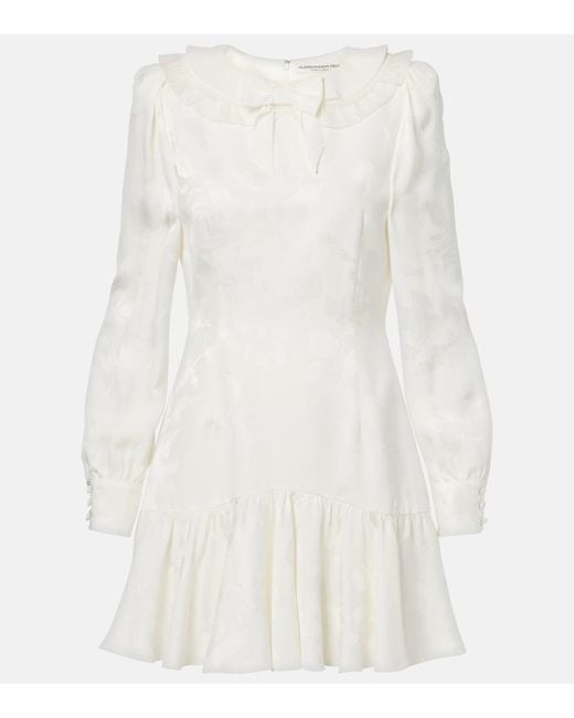 Alessandra Rich White Bow-Detail Floral Jacquard Minidress