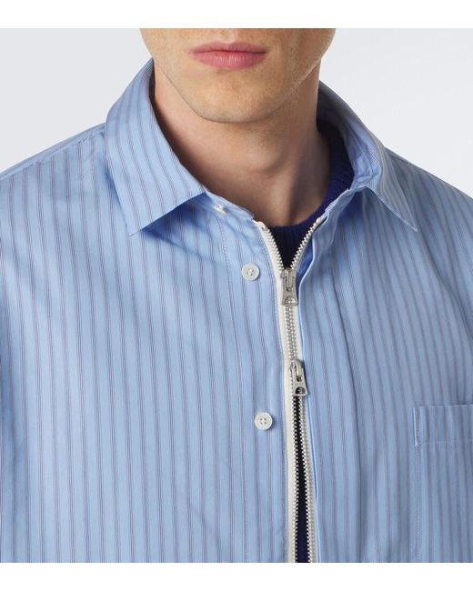 Sacai Blue Striped Cotton-Blend Jacket for men