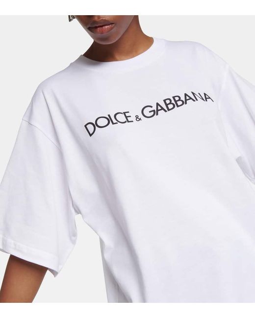 Camiseta Cropped Dg En Jersey De Algodon Dolce & Gabbana de color White