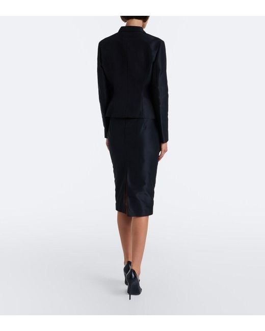 Gucci Black Silk Faille Pencil Skirt