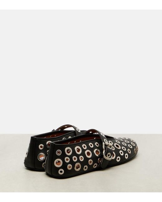 Alaïa Black Studded Leather Ballet Flats