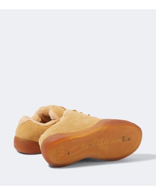 ERL Natural Sand Vamp Shearling-Lined Suede Sneakers for men