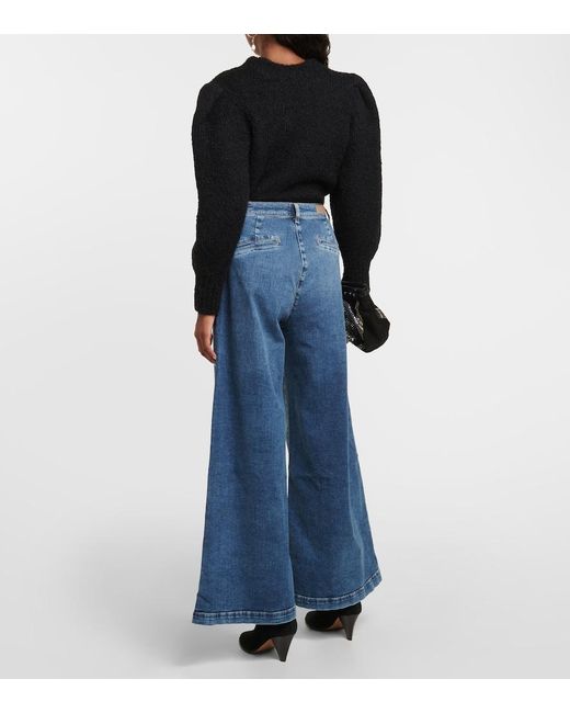 AG Jeans Blue Stella High-Rise Wide-Leg Jeans