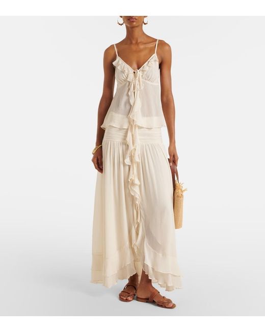 Poupette White Neree Ruffled Maxi Skirt