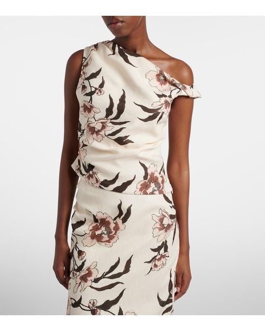 Sir Natural Floral Asymmetric Linen Top