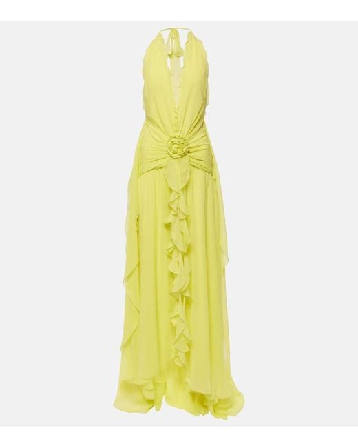 Vestido de fiesta de georgette de seda Blumarine de color Yellow