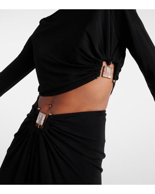 Christopher Esber Black Embellished Cutout Jersey Top