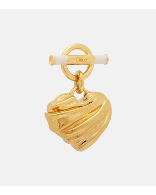 Chloé Metallic Heart Drop Earrings