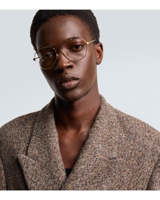 Cartier White Santos De Cartier Aviator Glasses for men