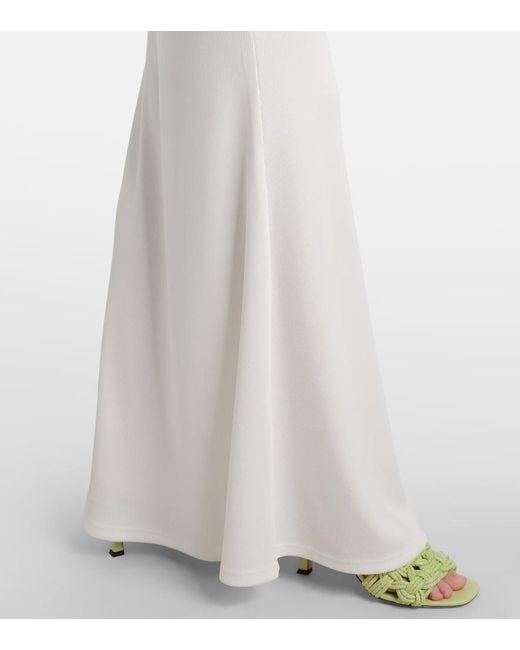 Christopher Esber White Verziertes Maxikleid Crystal Pin Cutaway