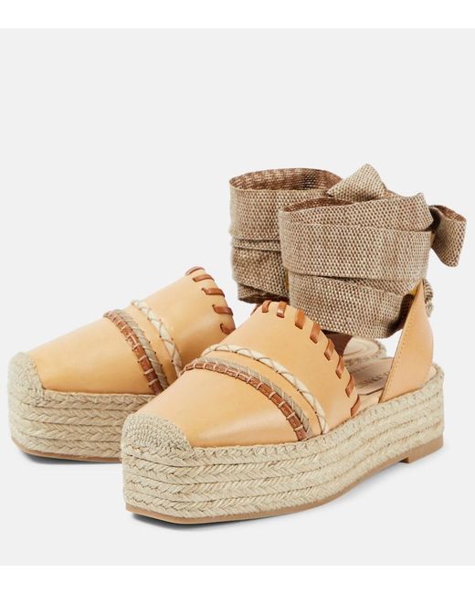 Ulla Johnson Natural Leather Platform Espadrilles