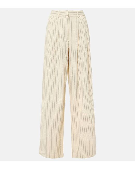 Frankie Shop Natural Ripley Pinstripe Twill Wide-leg Pants