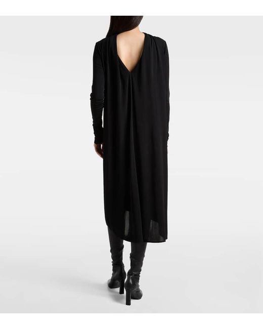Totême Black Draped Jersey Midi Dress