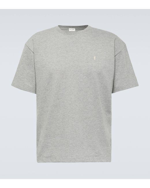 Saint Laurent Gray Cassandre Cotton-blend Pique T-shirt for men