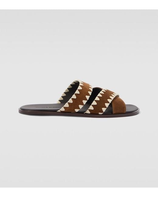 Manolo Blahnik Brown Nello Suede Slides for men