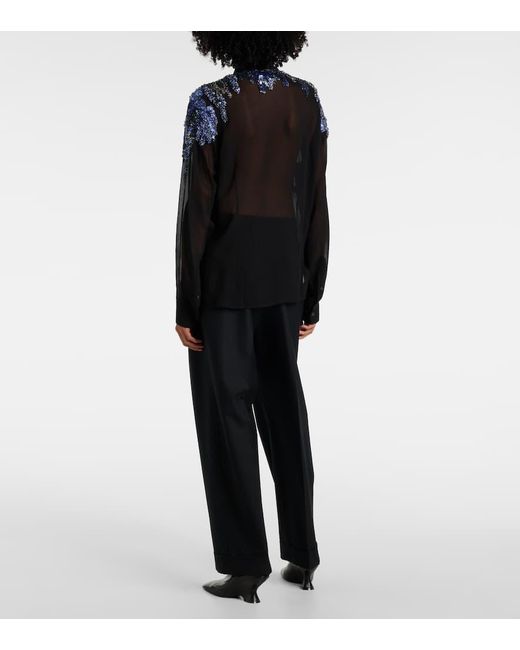 Dries Van Noten Black Sequined Chiffon Blouse