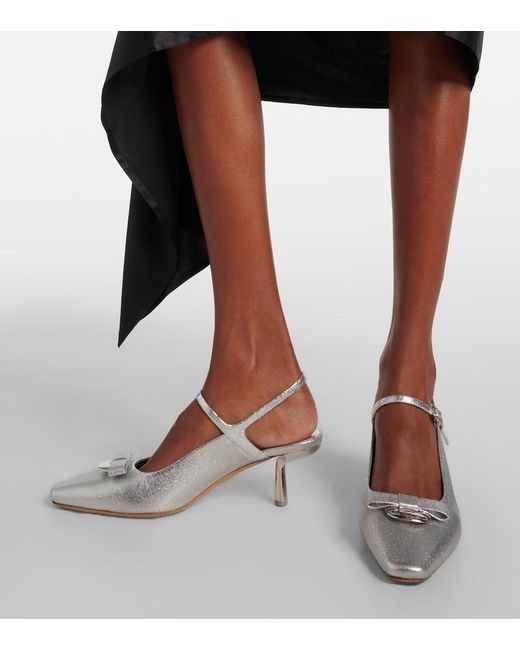 Ferragamo White Ophelia 55 Leather Slingback Pumps