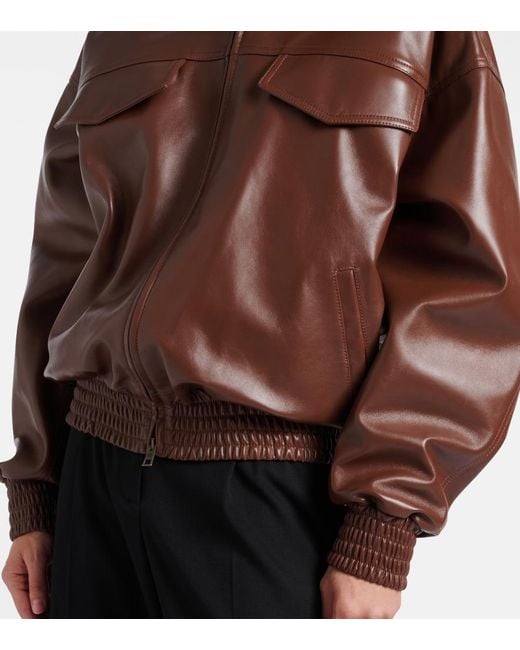 Balenciaga Brown Cropped Oversized Leather Jacket