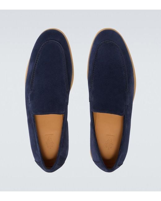 Eleventy Blue Suede Loafers for men