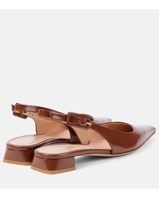 Gianvito Rossi Brown Patent Leather Slingback Flats