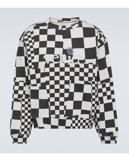 ERL White Checked Cotton Jersey Sweatshirt for men