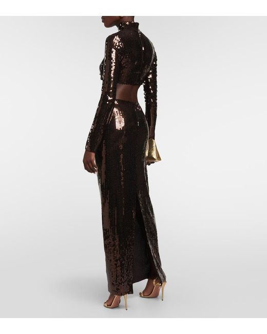 ‎Taller Marmo Brown Cherilyn Sequined Crop Top