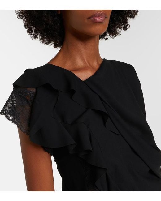 Junya Watanabe Black Asymmetric Lace-Trimmed Midi Dress