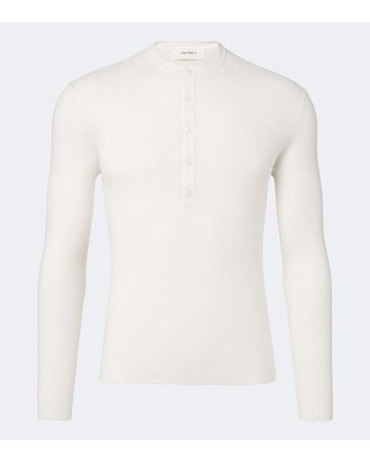 Lisa Yang White Falk Cotton And Cashmere Henley Shirt for men
