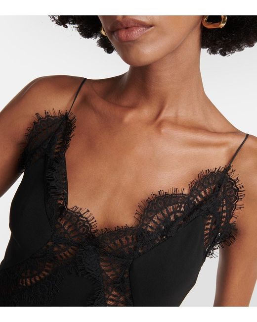 Robe Longue En Satin Et Dentelle Victoria Beckham en coloris White