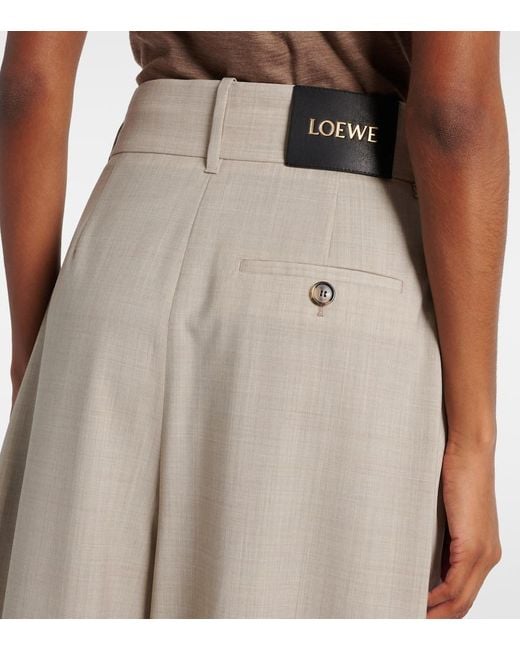 Pantaloni Asimmetrici A Gamba Larga di Loewe in Natural