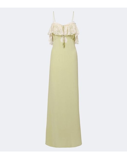 Chloé White Lace-Trimmed Silk Crepe De Chine Maxi Dress