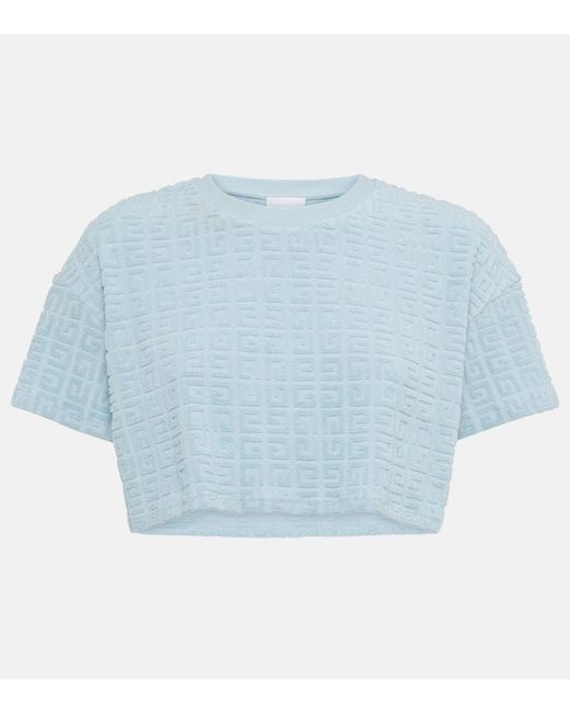 Givenchy Blue Cropped-Top 4G Plage aus Frottee