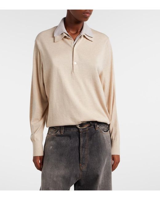 Acne Natural Silk, Wool, And Cashmere Polo Sweater