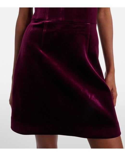 Rebecca Vallance Red Floral-Applique Velvet Minidress