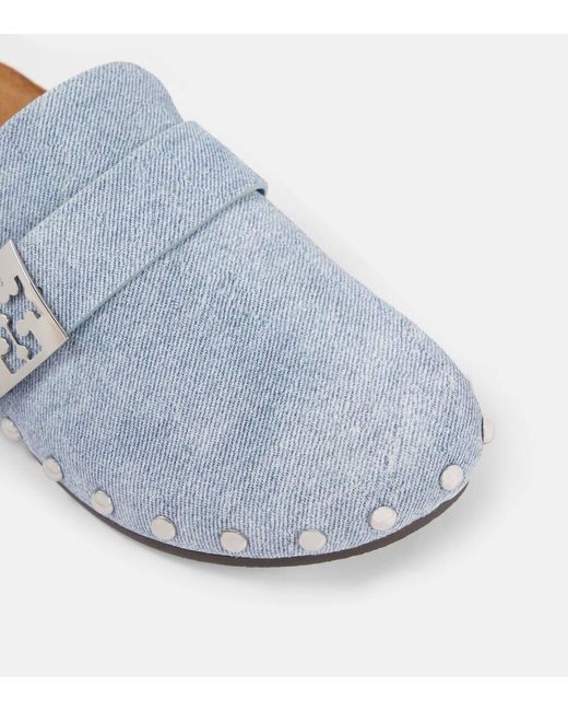 Tory Burch White Verzierte Clogs Mellow Aus Veloursleder