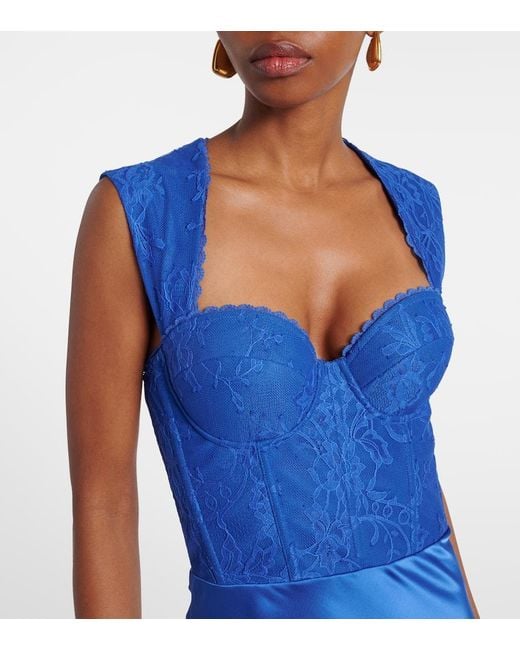 Rebecca Vallance Blue Remi Lace And Satin Maxi Dress