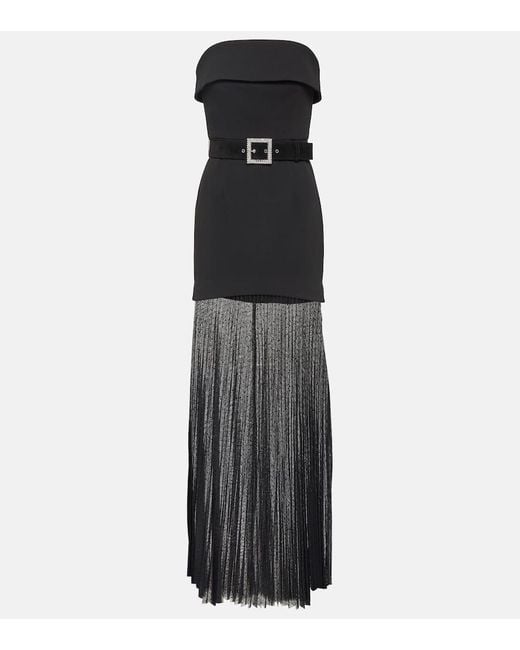 Rebecca Vallance Black Yvonne Strapless Crepe And Tulle Gown