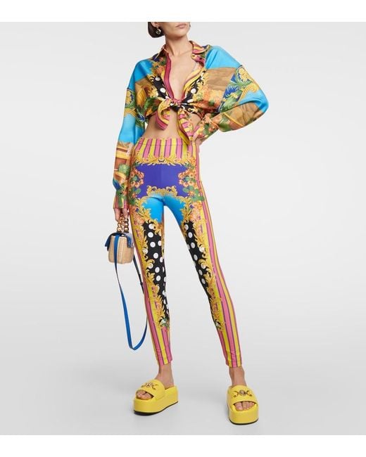 Versace Blue Medusa Palm Springs Leggings
