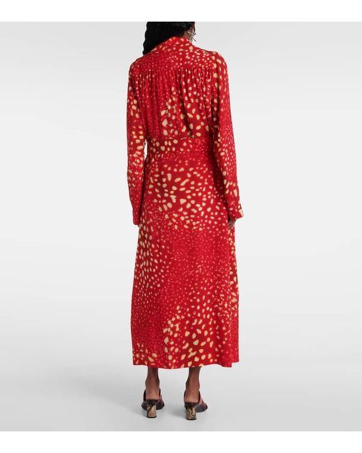 Dries Van Noten Red Printed Coat
