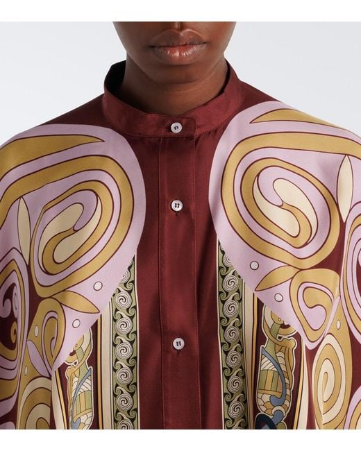 LaDoubleJ Red Foulard Printed Silk Twill Shirt