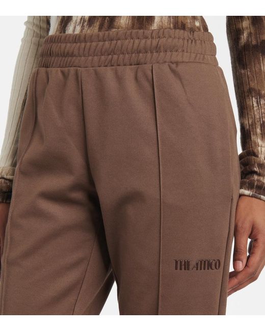 The Attico Brown Logo Cotton-Blend Jersey Sweatpants