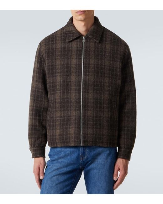 FRAME Black Checked Virgin Wool Blouson Jacket for men