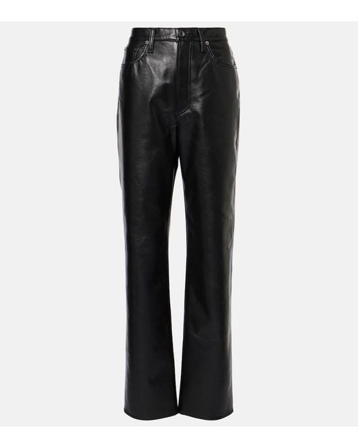 Agolde Black 90's Pinch Waist High-Rise Straight Pants