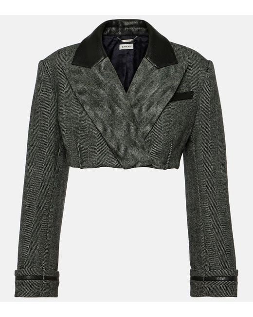 Jonathan Simkhai Gray Cropped-Blazer Clare Aus Einem Wollgemisch