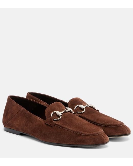 Gucci Brown Jordaan Horsebit Suede Loafers