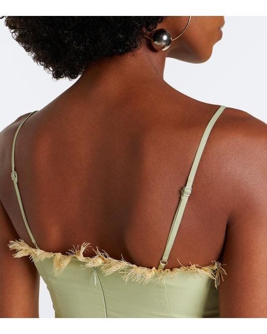 De La Vali Green Estela Lace-Trimmed Georgette Maxi Dress
