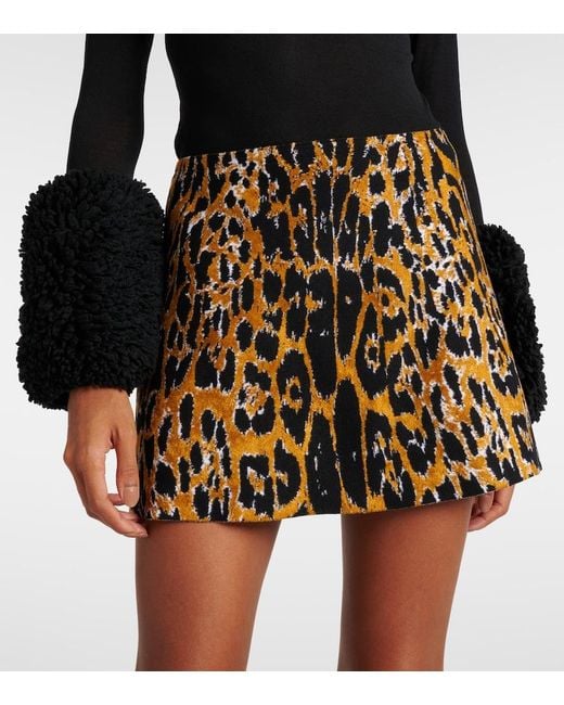 Alaïa Black Leopard-Print Miniskirt