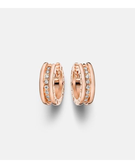 BVLGARI White B.Zero1 18Kt Rose Earrings With Diamonds